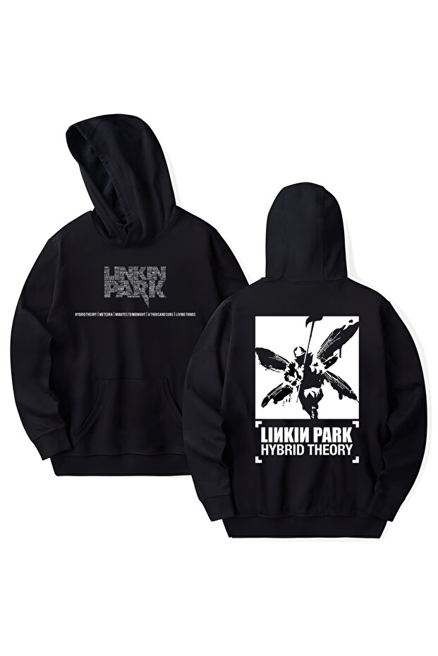 Linkin Park Printed Cotton Long Sleeve Hooded Sweatshirt with 3 Yarns