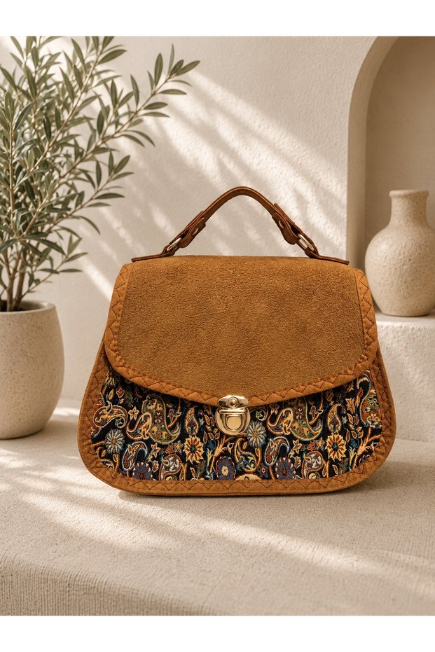 Ethnic Patterned Suede Hand and Shoulder Bag – Bohemian Women's Bag