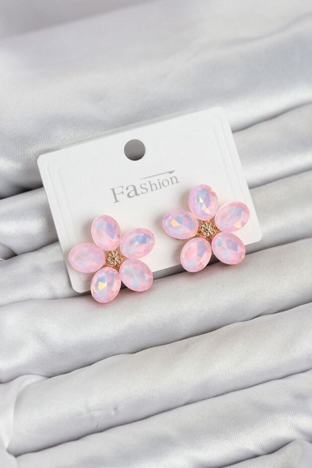 Pink Color Crystal Stone Flower Model Women's Earrings Tj-Bkp11931