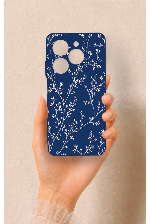 Tecno Spark 20C Compatible Thin Leaf Branch Pattern Silicone Case