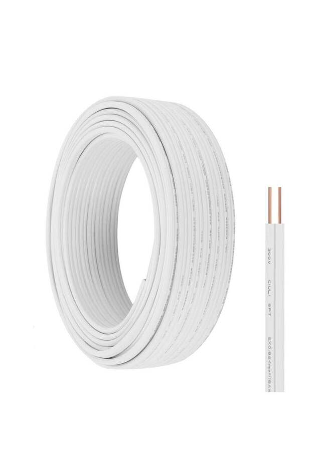 Electrical Cable Wire, 2-Core Copper, White PVC Insulated Twin Flexible Copper Cable for Extension Power Wire Home Small Electrical Wiring (WHITE-0.75MM, 20 METER)