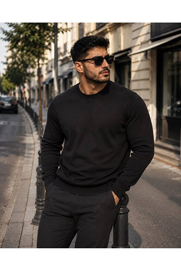Men's Premium Basic Crew Neck Knitwear Sweater Slim Fit Soft Textured Casual Winter