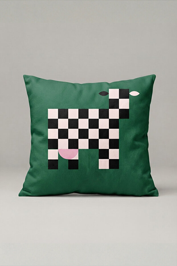Green Background Pixel Dog Pattern Cushion Cover 184 – Pixel Puppy Design 45X45 cm