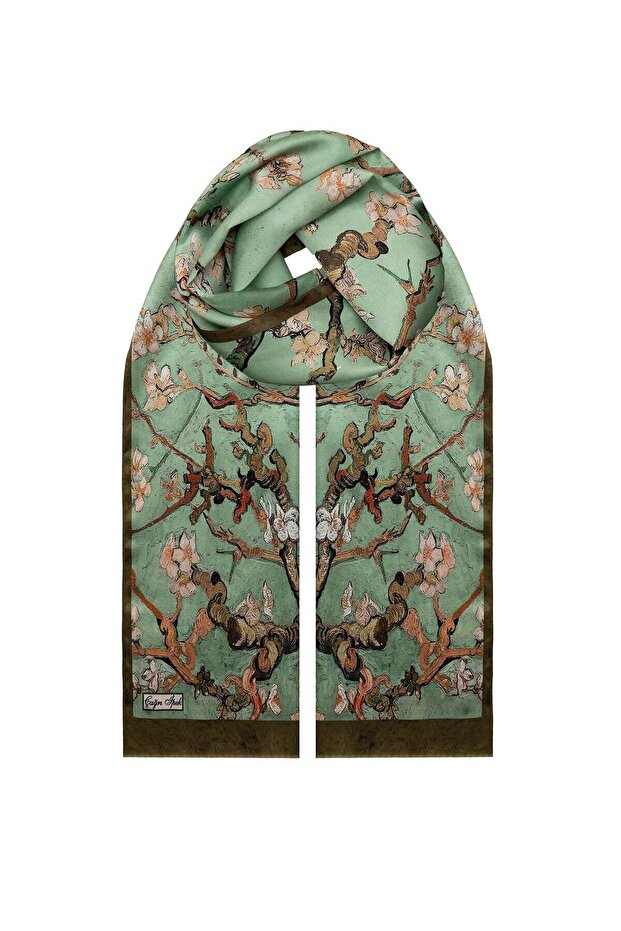 Almond Blossom Pattern Silk Table Scarf Dg9953-7