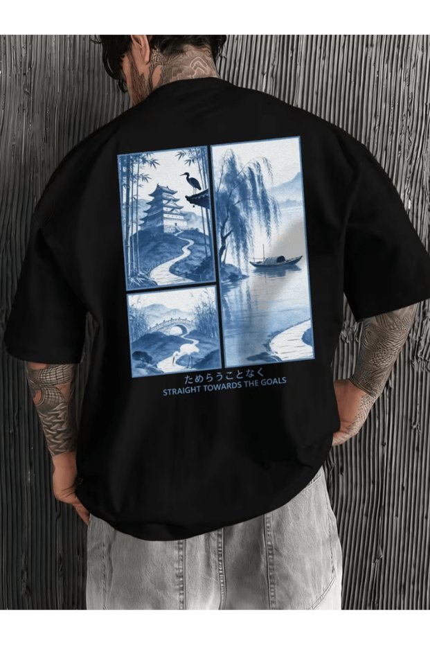 Mr. japanese lake landscape printed premium oversize t-shirt