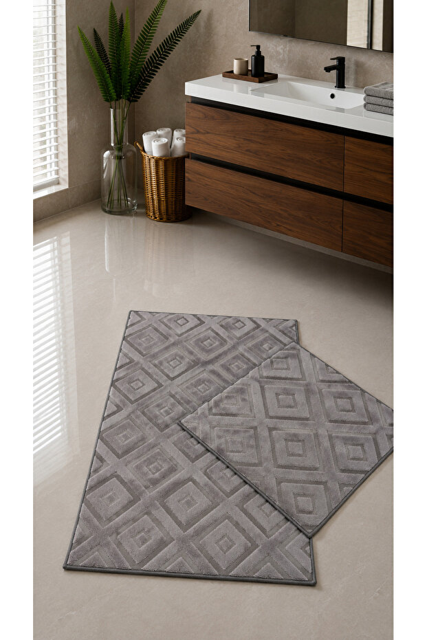 2-Piece Washable Non-Slip Base Bathroom Mat Set