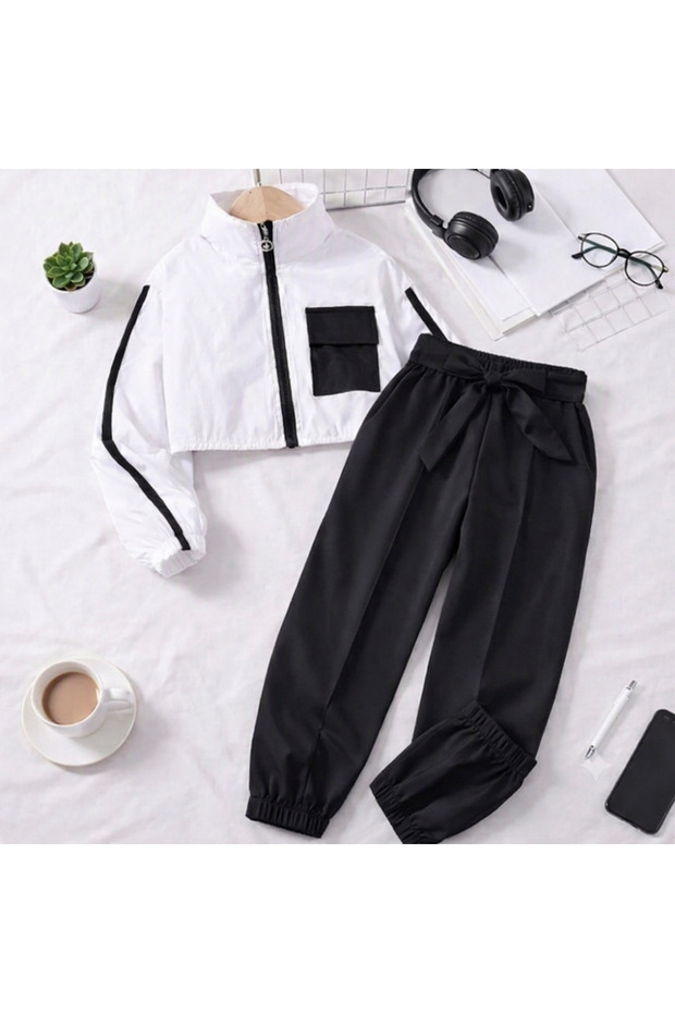 Girl's 2-Piece Combination Sports Set, Suitable for All Seasons, Woven.