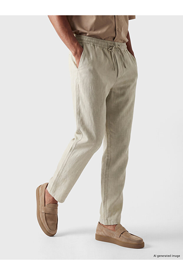 Lcw Vision Beige Regular Fit Linen Look Men's Trousers