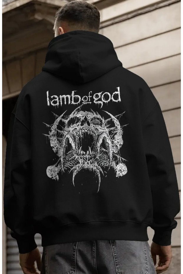 Lamb of God Rock Metal Music Band Back Printed Unisex Oversize Premium Hoodie