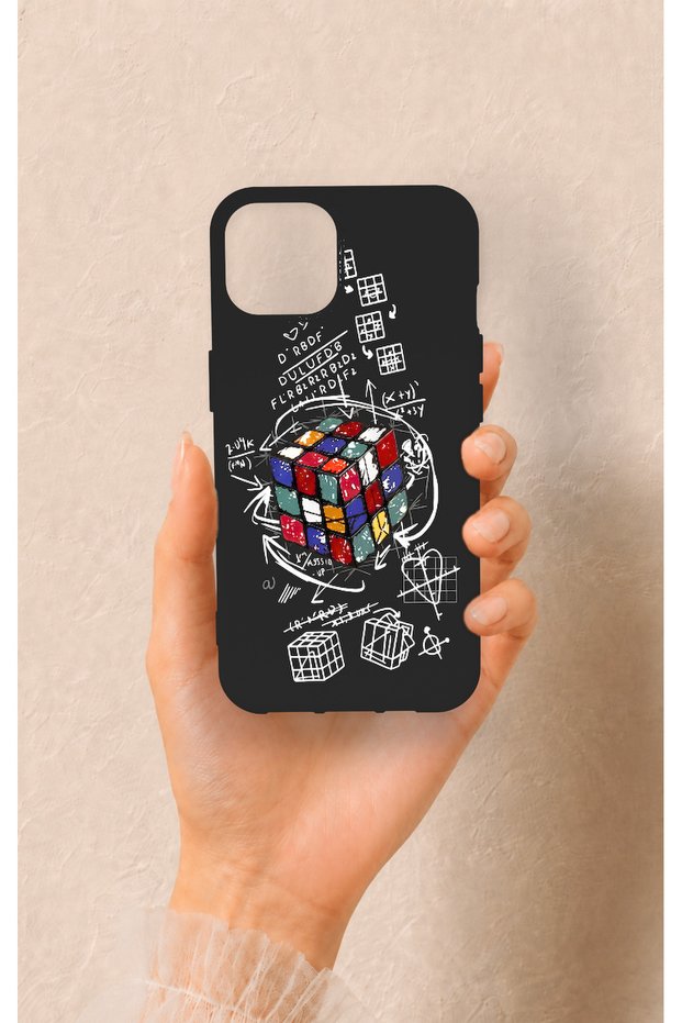 iPhone 13 Compatible Rubik's Cube Patterned Silicone Case