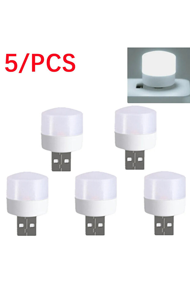 5 قطع من مصابيح USB الصغيرة، إضاءة ليلية صغيرة، مصباح للكمبيوتر والهاتف المحمول، مصباح صغير للقراءة بتقنية LED لحماية العين