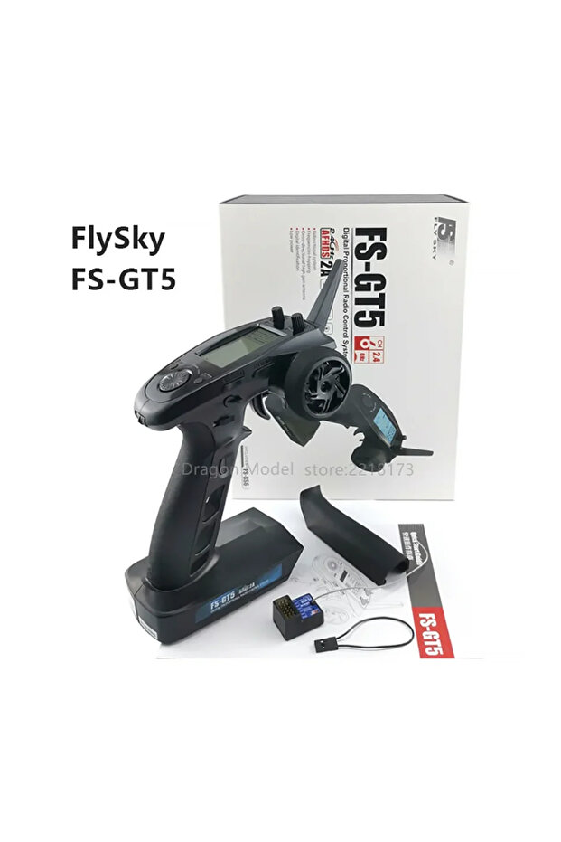 GT5 with BS6 FlySky FS-GT5 FS GT5 2.4G 6CH RC Radio Transmitter with FS-BS6 Receiver for Vehicles Cr