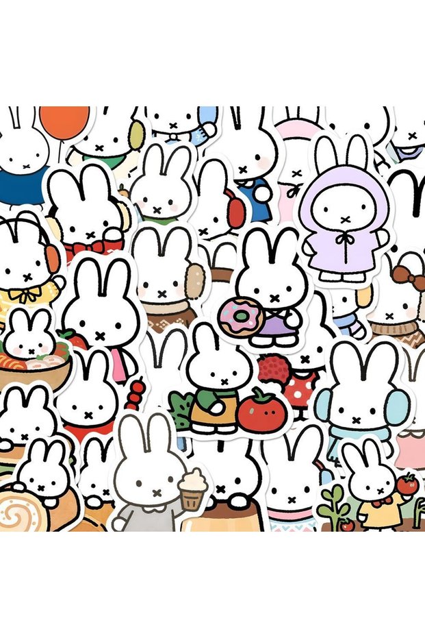 80PCS 80PCS Kawaii Miffy Cute Sticker Decoration Card DIY Water Cup Phone Refrigerator Luggage Water