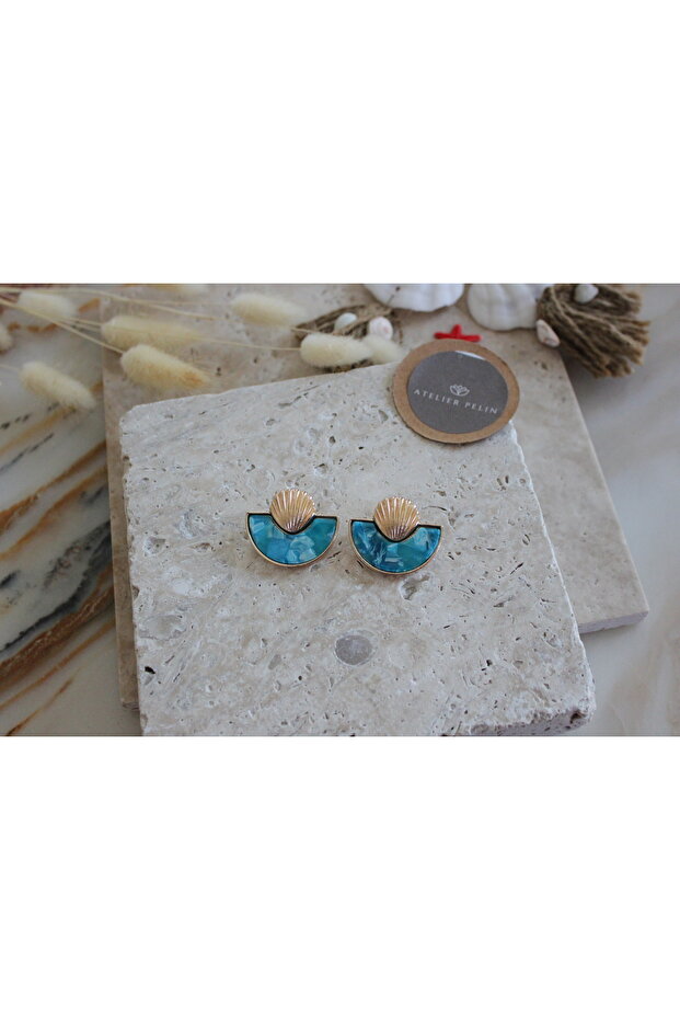 Yelpaze Model Boutique Earrings / Blue