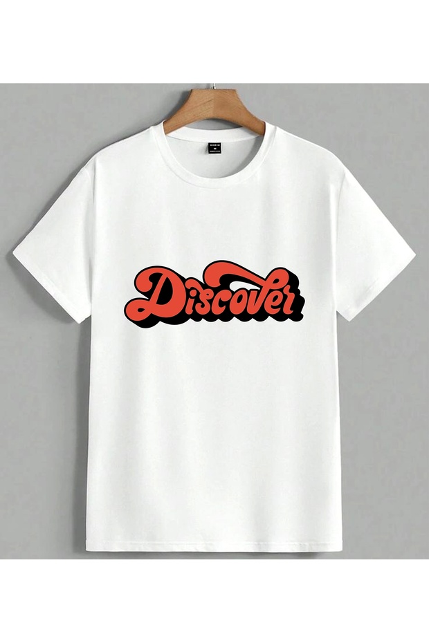 Discover Kirmizi Yazi Graffiti Printed Unisex Oversize T-Shirt White
