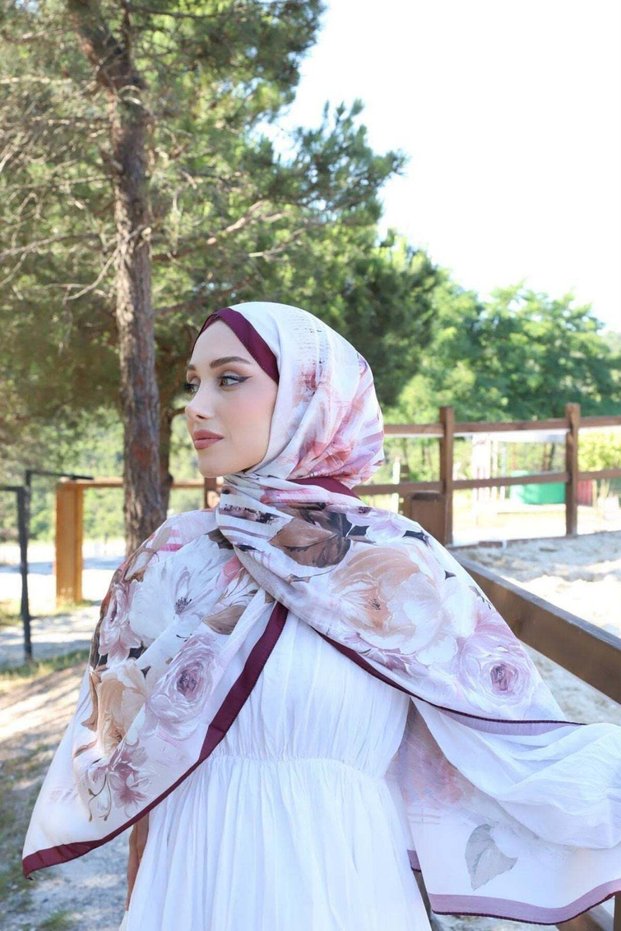 Peony Aqua Soft Shawl Plum