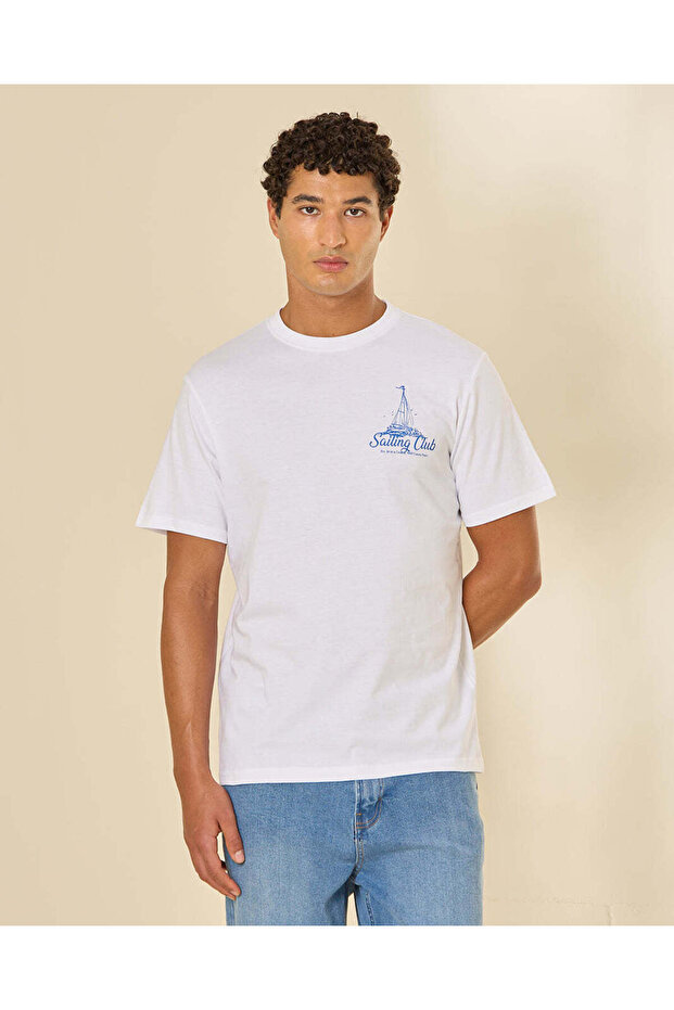 Men White Graphic T-Shirt