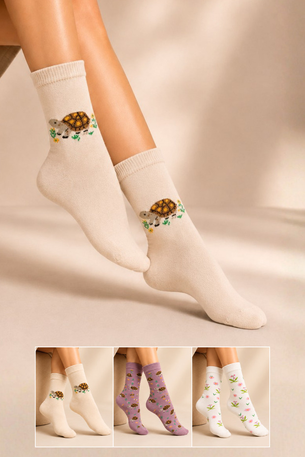 Women's Cotton Patterned Socks Multi-Colored 3-Pack