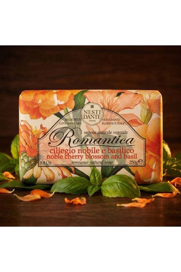 romantica Cherry blossom & basil soap 250 - Luxury Italian Natural Soap Bar – Vegetable-Based Moisturizing Bath Soap with Fruity Fragrance – Premium Skincare & Gift Soap- gm