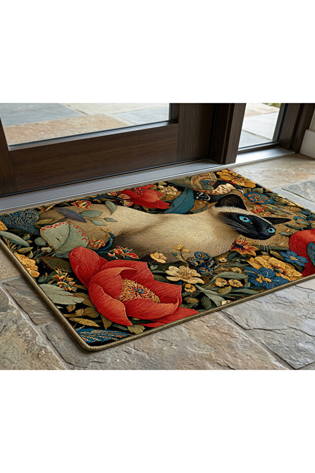 Non-Slip Sole Positive Energy Themed Washable Door Front-Bathroom Mat 40X60 cm