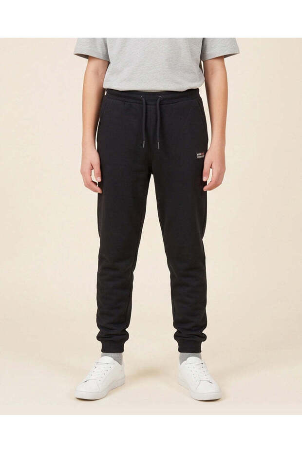 Senior Boys Black Basic Track Pants