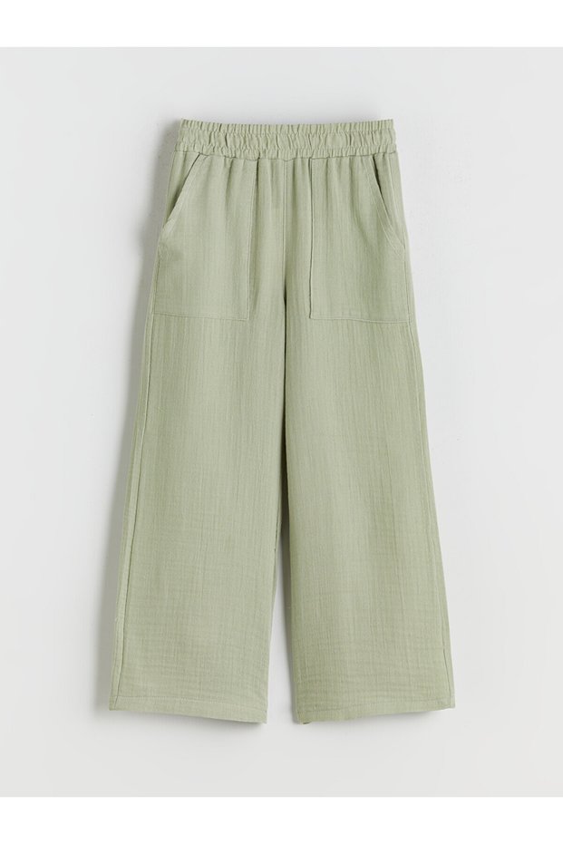 Trendlucky Girls' Muslin Pants with Elastic Waist and Contrast Trim