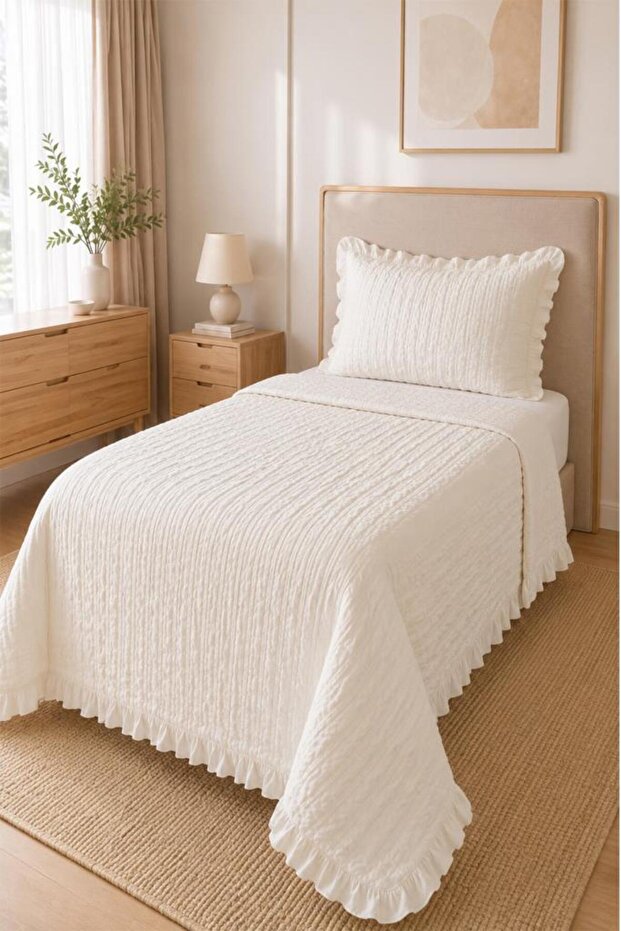 Maja Double-Sided Fiber Filled Single Bedspread 180X240 cm Cream