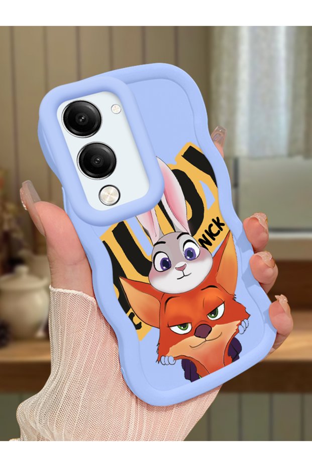 Vivo Y29S Compatible Case Camera Protector Blue Silicone Couple Phone Case Rabbit Pattern