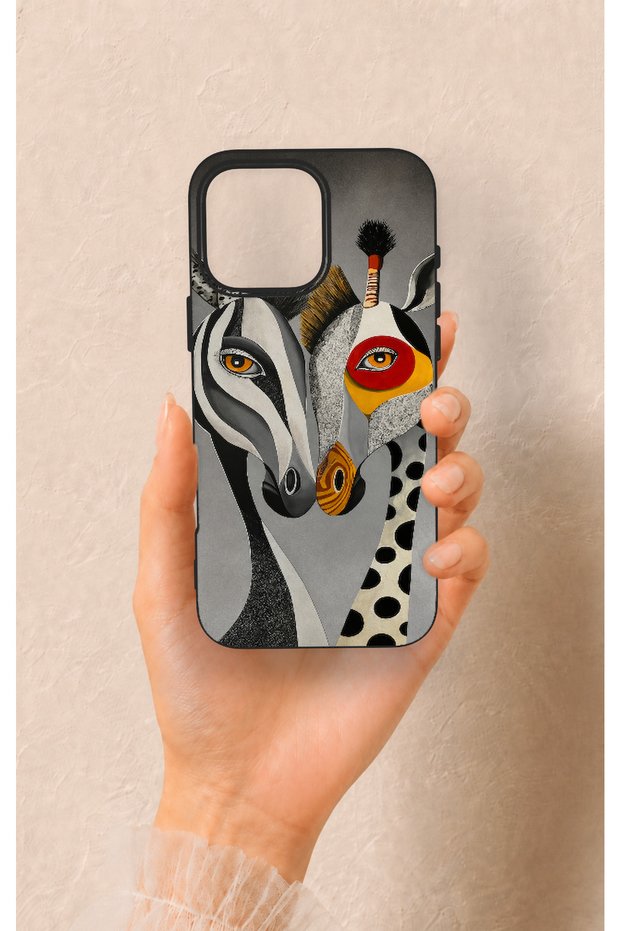 iPhone 16 Pro Max Compatible Zebra and Giraffe Patterned Silicone Case