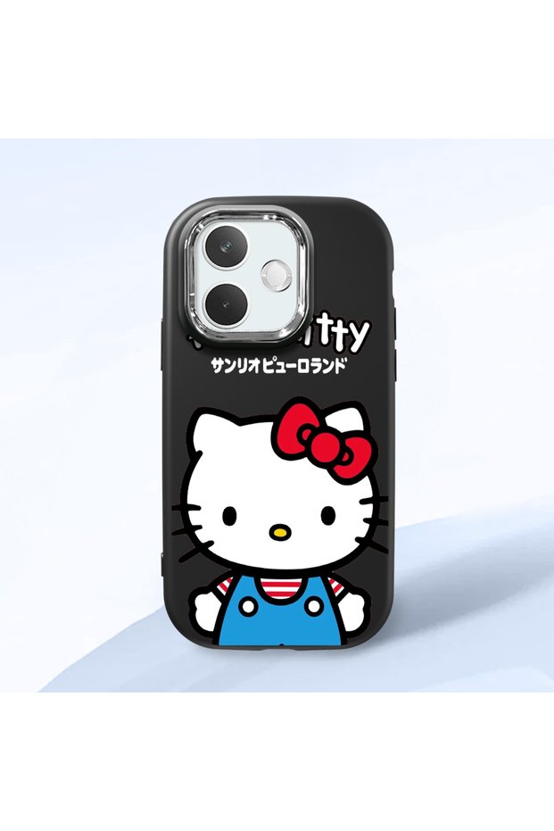 Oppo A5 Pro 5g Compatible Case with Camera Protector Black Silicone Couple Phone Case with Kitty Pattern