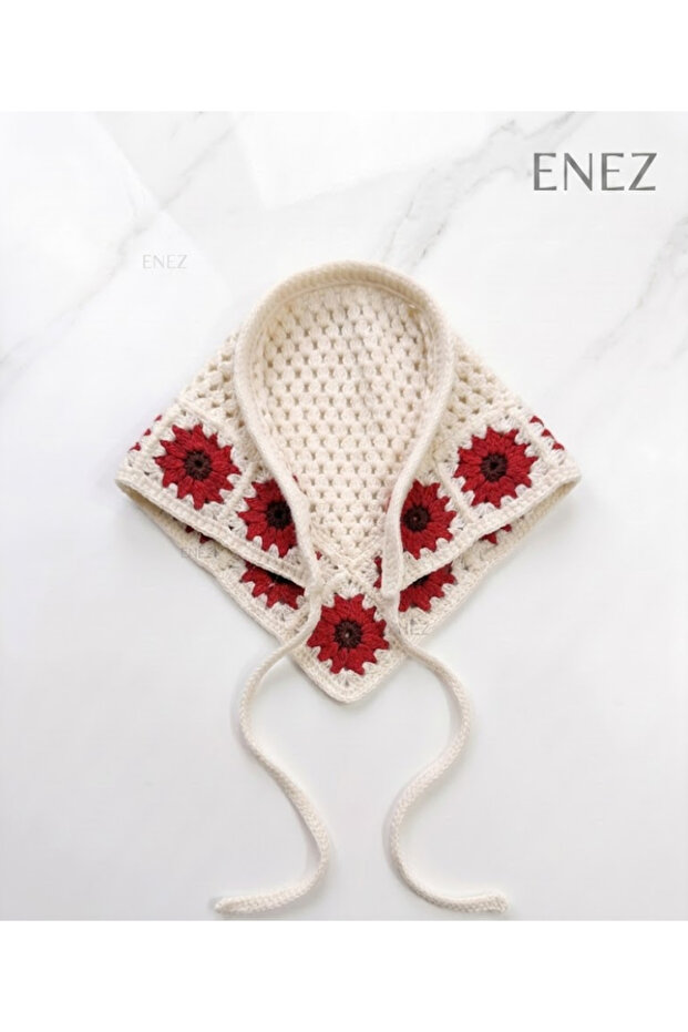Bohemian Style Floral Knitted Tie-On Crown Bandana