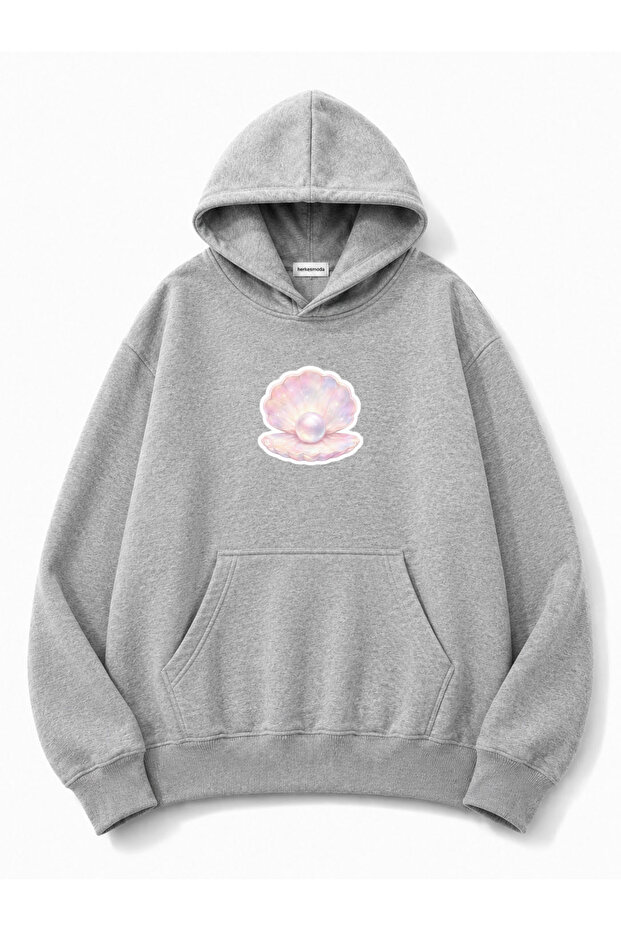Pearl Printed Hooded 2 Thread Threaded Sweatshirt