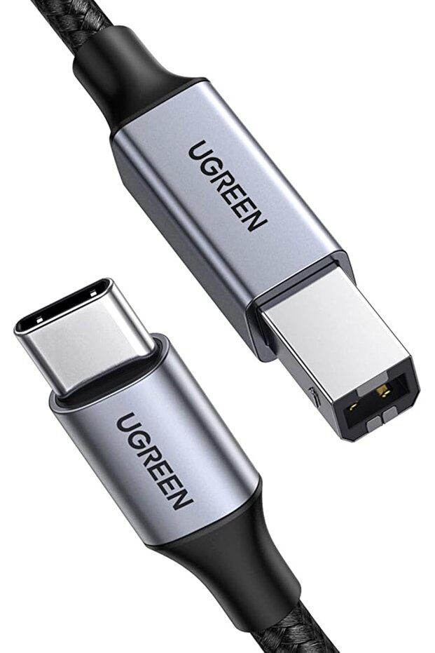 كابل طابعة بطول 1 متر، سلك مجدول من نوع USB C إلى Mini B ذكر |   كابل نايلون مضفر، موصلات توصيل
