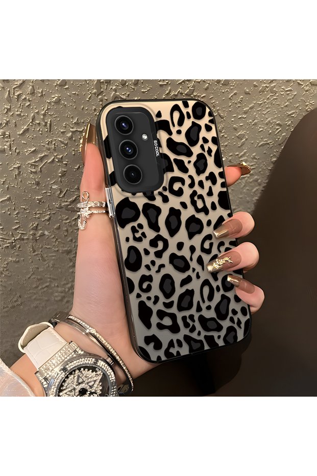 Samsung Galaxy A54 Compatible High-Quality Black Leopard Phone Case, Shockproof