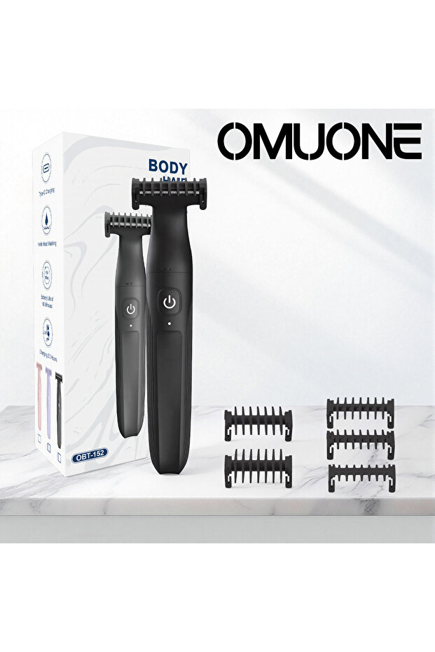 Black with Gift Box OMUONE One Blade Trimmer For Men IPX6 Waterproof Electric Trimmer For Whole Body