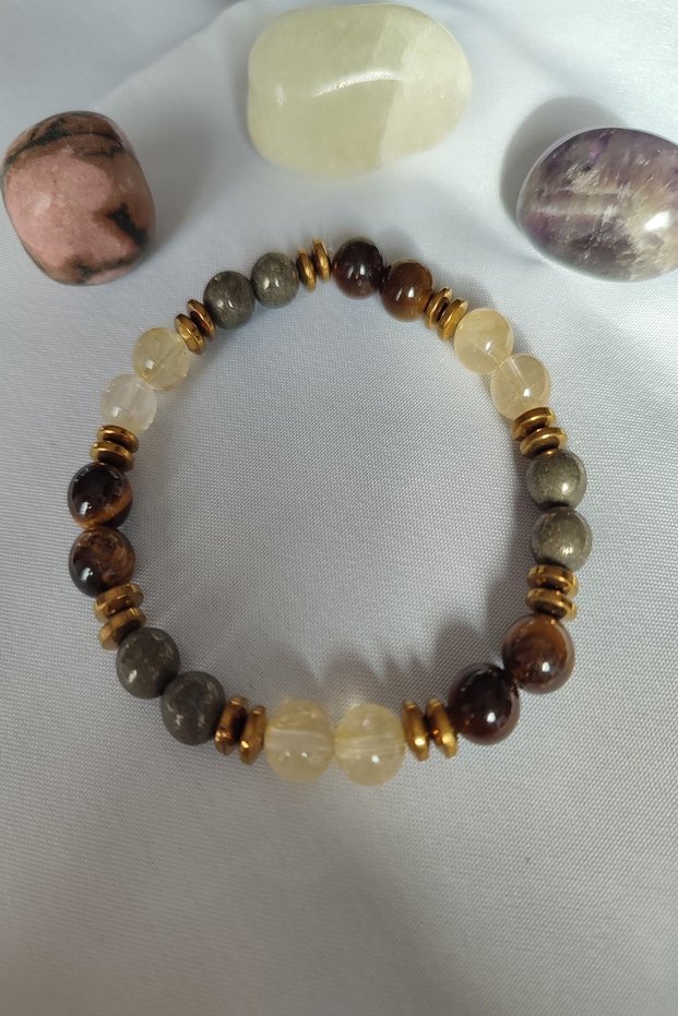 Citrine, Spirit, Tiger's Eye Hematite Natural Stone Bracelet