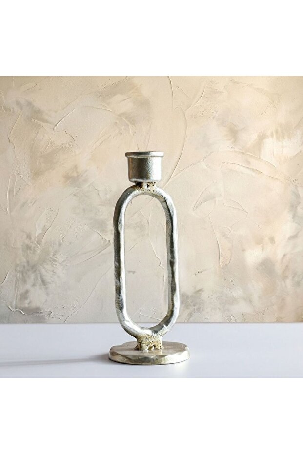 Mirabella Metal Candle Holder 7.5X7.5X18.5 cm -Chrome
