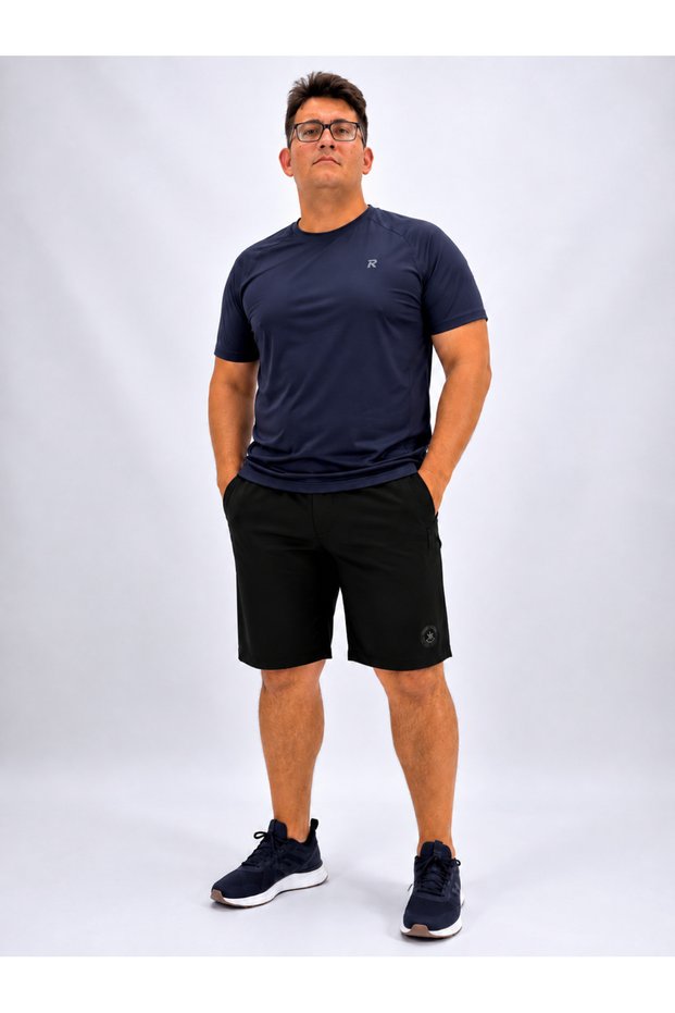 Large Size Elastic Waist Lace-Up Cotton Men's Shorts with Zipper Pocket Detail