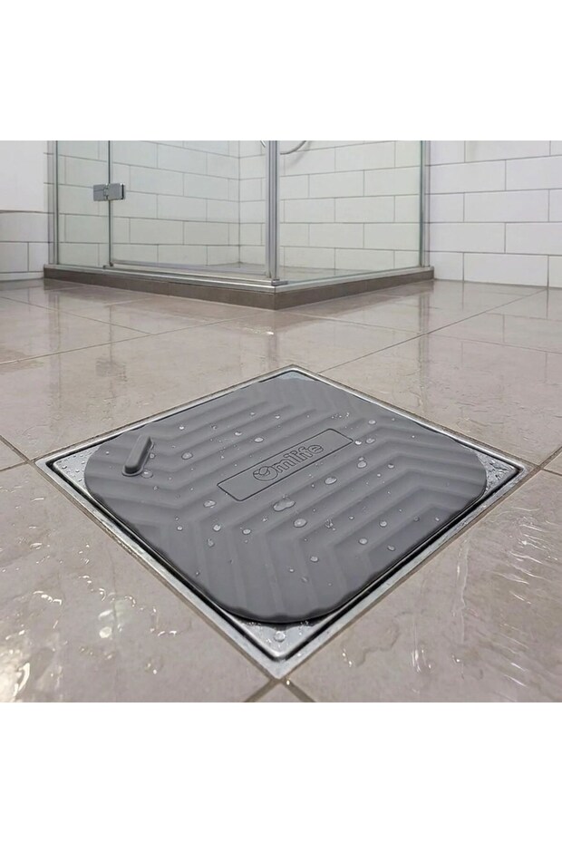 Gray Square Sink Drain Odor Preventer Silicone Mat – Sink Drainer and Pest Blocker (5690)