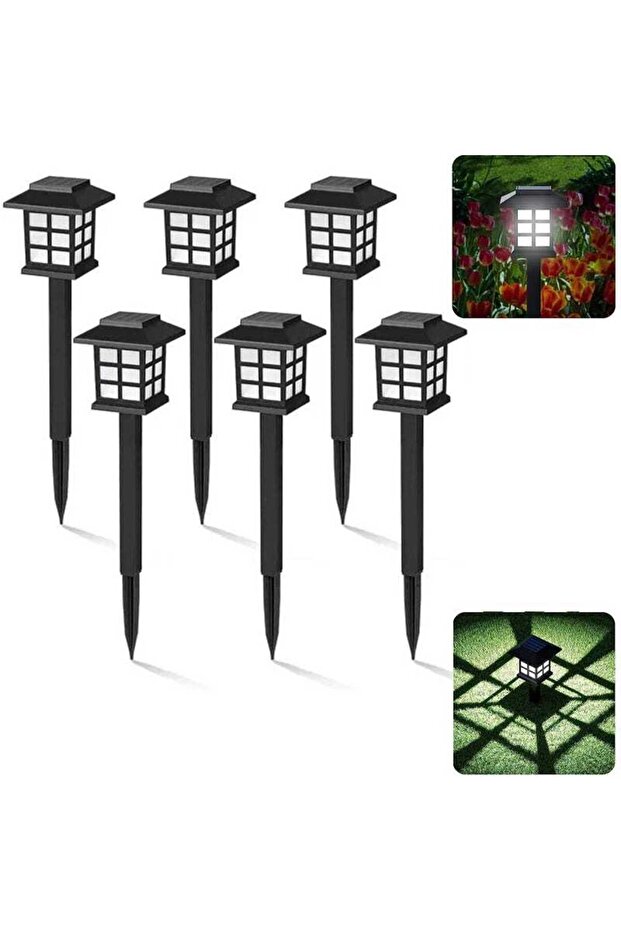6-Pack Solar-Powered Outdoor LED Ground-Mounted Path Lights (Waterproof, White Light)