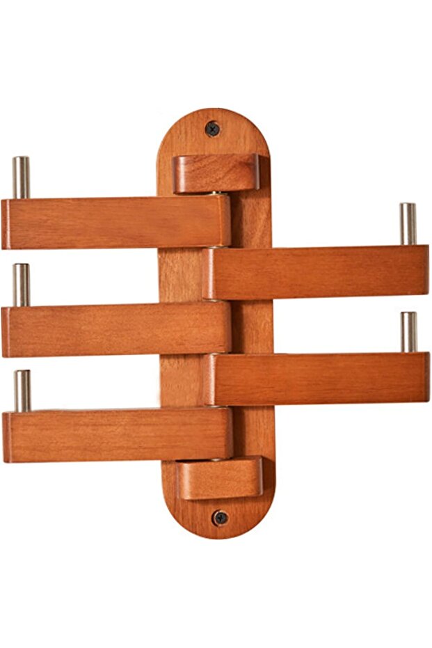 Folding swivel hooks, accordion-style wall brackets, swivel wooden wall hooks with stainless steel hooks, space-saving folding design.