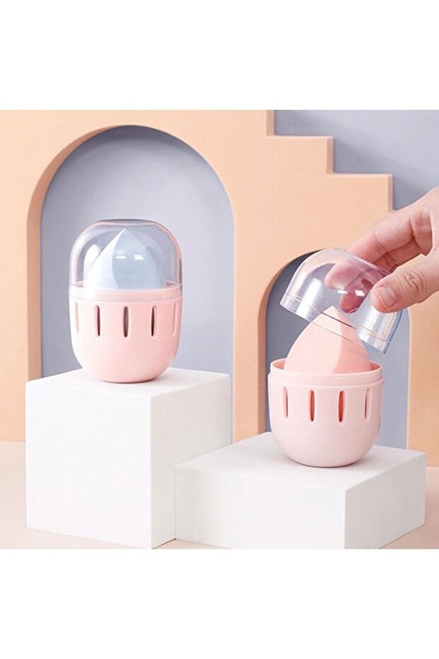2 Pcs Breathable Makeup Sponge Blender Cases, Dustproof Travel Storage Boxes with Lid for Beauty Sponge Eggs