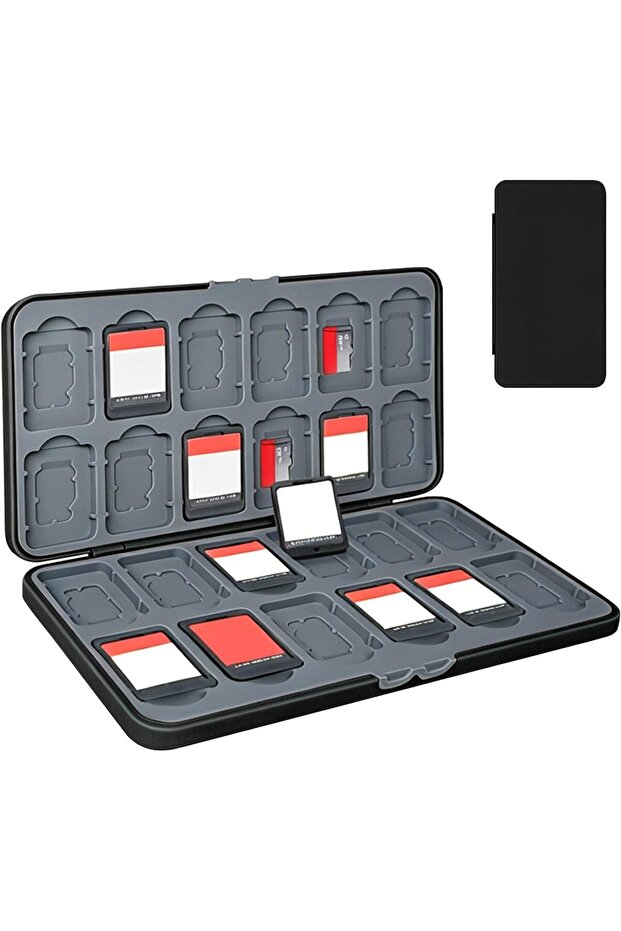 Game cartridge storage case, compatible with Nintendo Switch game cartridges, portable protective case with 24 cartridge slots - black