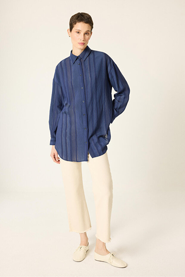 Striped Patterned Viscose Shirt