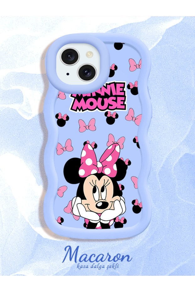 iPhone 13/14 Compatible Wavy Frame Mouse Cartoon Patterned Quality Silicone Phone Case