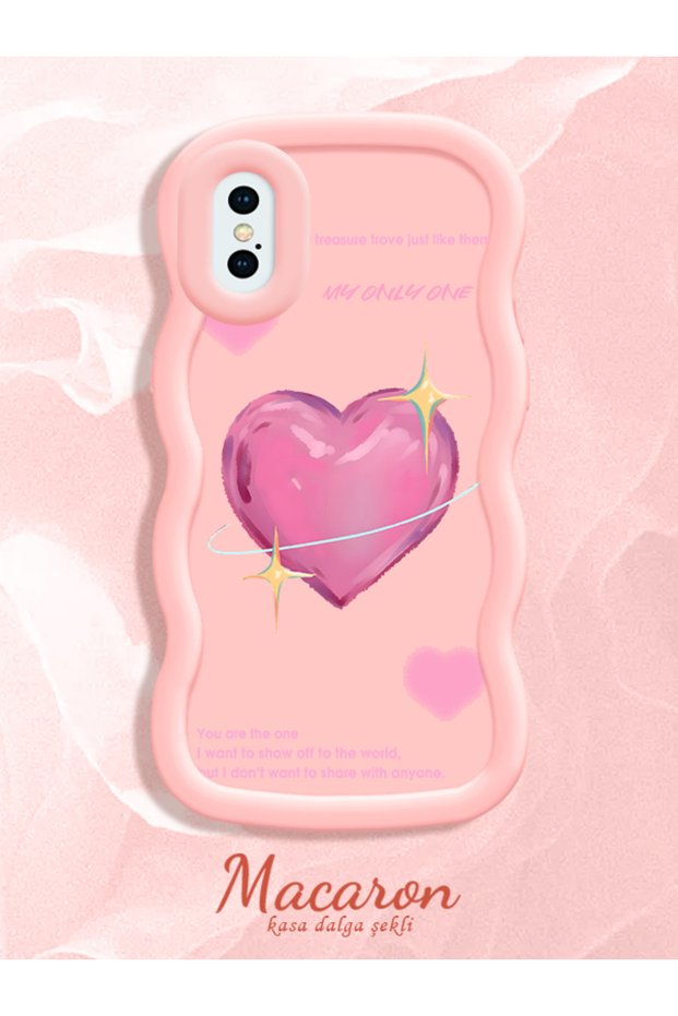 iPhone X/Xs Compatible Silicone Phone Case with Sweet Pink Heart Motifs in Three Color Options