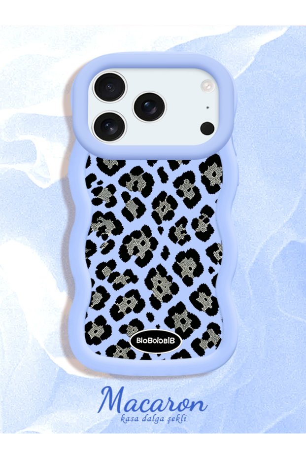 iPhone 17 Pro Compatible Wavy Frame Leopard Print High Quality Silicone Phone Case