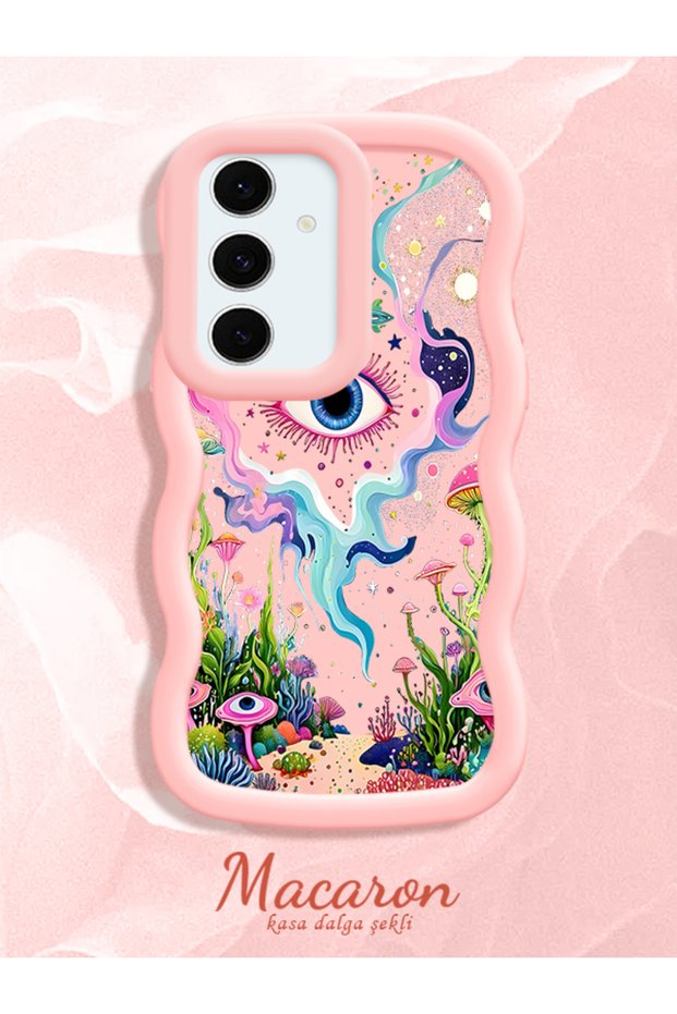 Samsung Galaxy S24 Fe Compatible Colorful Psychedelic Eye Mushroom Drawing Flat Print Case