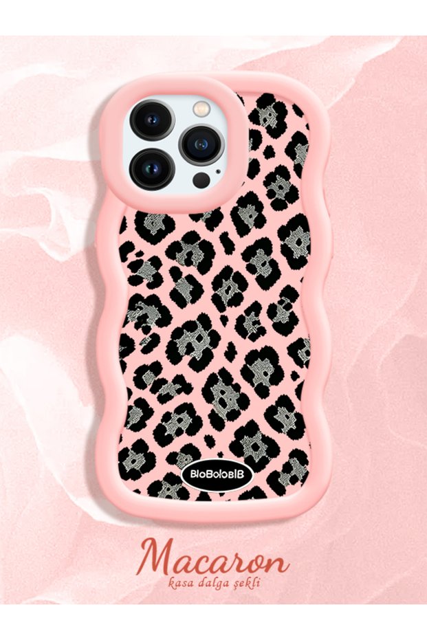 iPhone 13 Pro Compatible Wavy Frame Leopard Print High Quality Silicone Phone Case