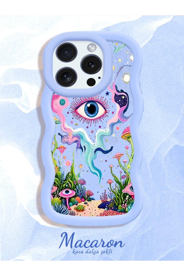 iPhone 16 Pro Compatible Colorful Psychedelic Eye Mushroom Illustration Flat Print Case